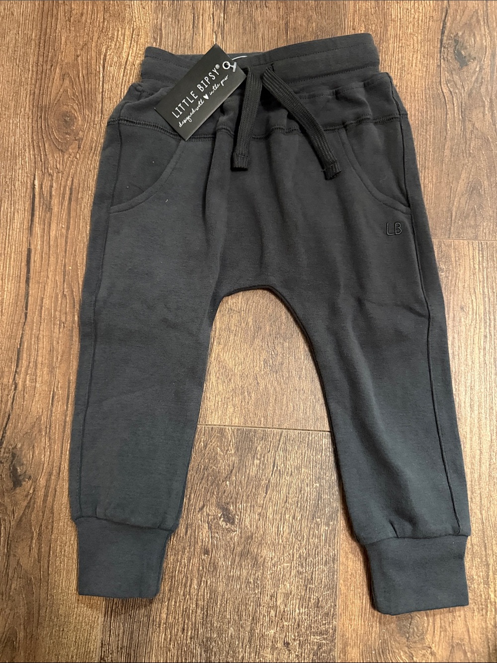 Little Bipsy Black Kids Sweatpants with Drawstring